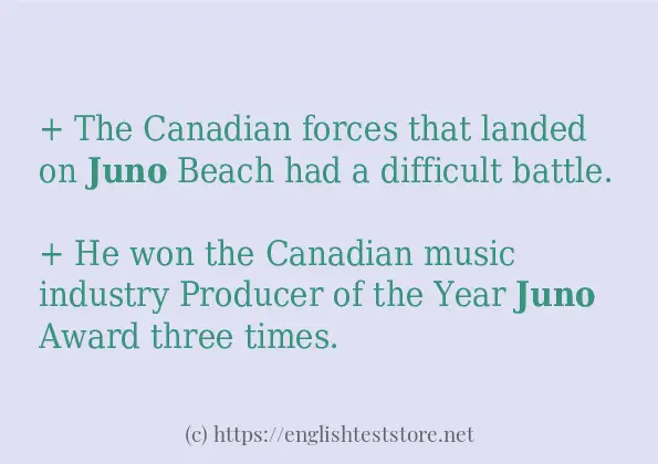 juno example in sentences