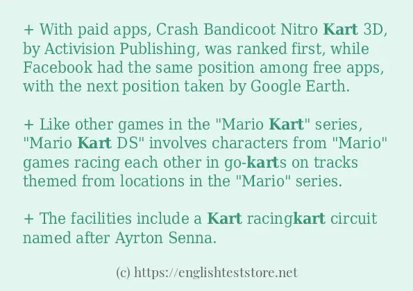 kart example in sentences