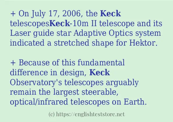 keck use in sentences