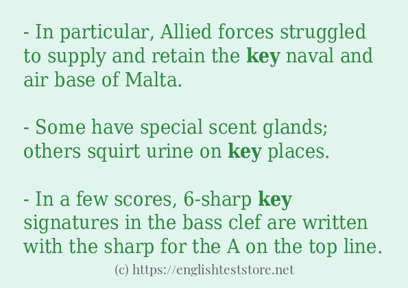 key - example sentences