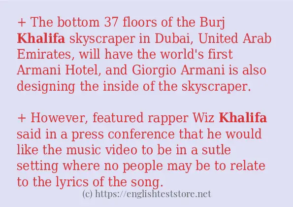 khalifa in sentences?