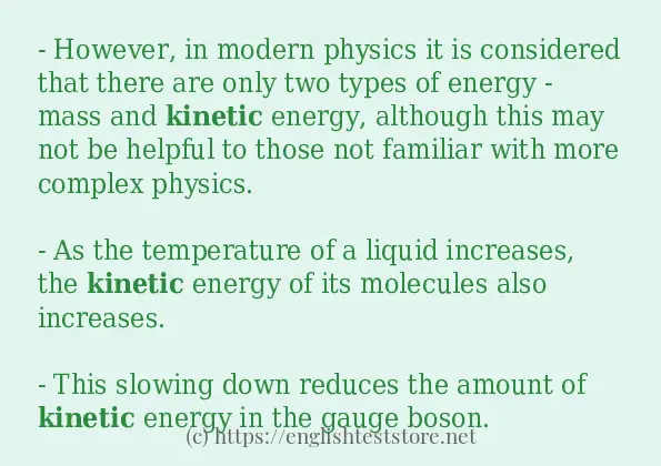 kinetic in sentences?