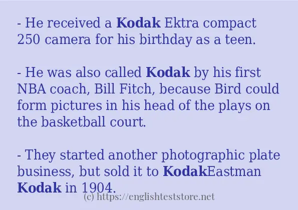 kodak how to use in sentences