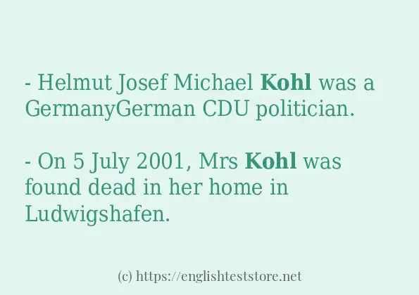 kohl some example sentences