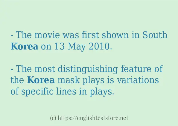 korea in sentences?
