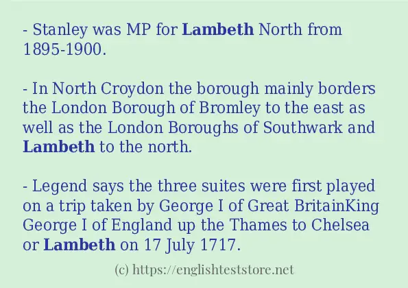 lambeth - some sentence examples