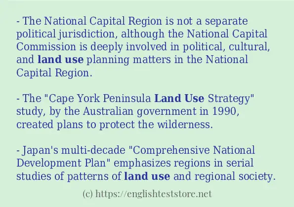 land use - example sentences