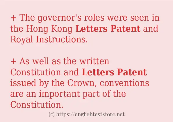 letters patent example in sentences