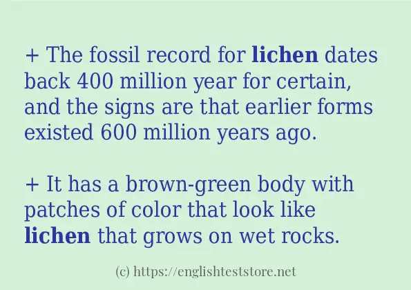 lichen in sentences?
