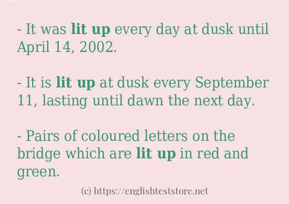 lit up in-sentences