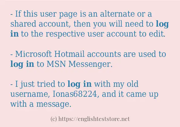 log in use in-sentences