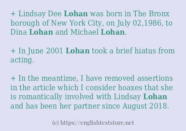 lohan - sentence examples