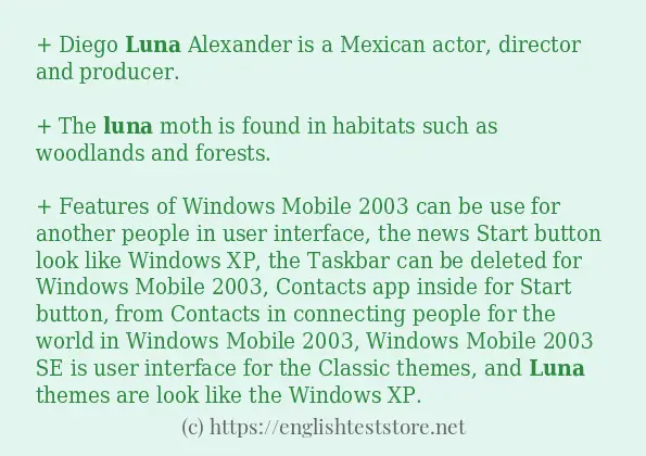 luna some example sentences