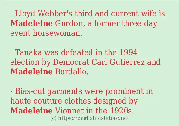 madeleine in-sentences