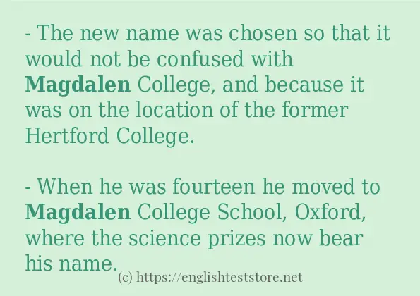 magdalen some example sentences