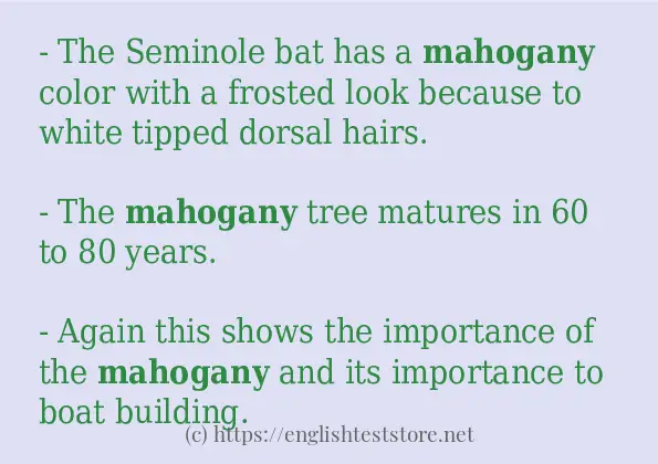 mahogany use in sentences