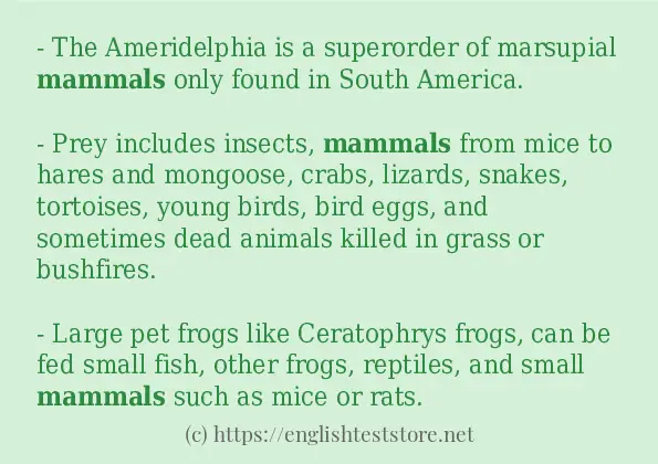 mammals - sentence examples