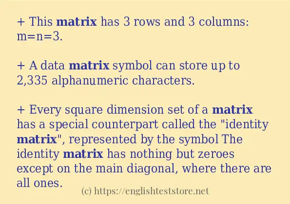 matrix in sentences?