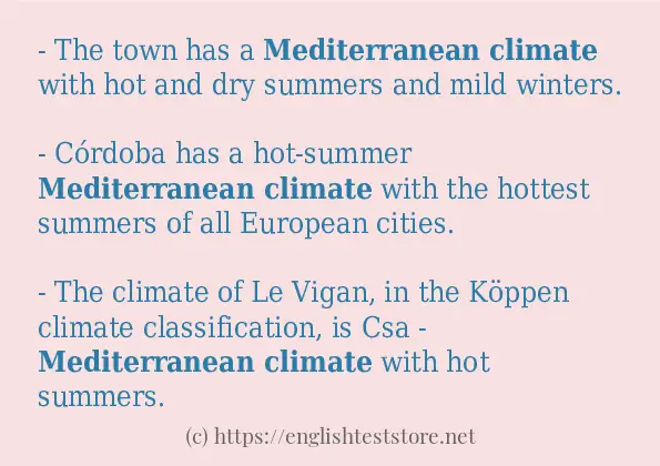 mediterranean climate example in sentences