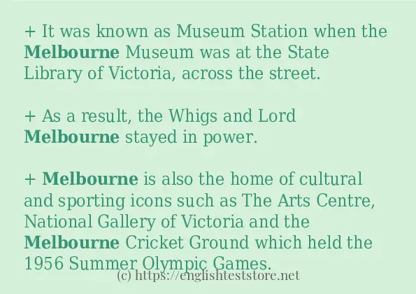 melbourne - example sentences