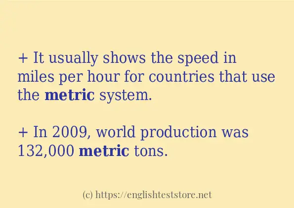 metric in sentences?