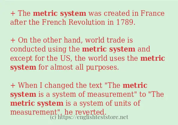 metric system use in-sentences