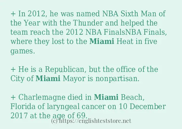 miami in sentences? miami in sentences?