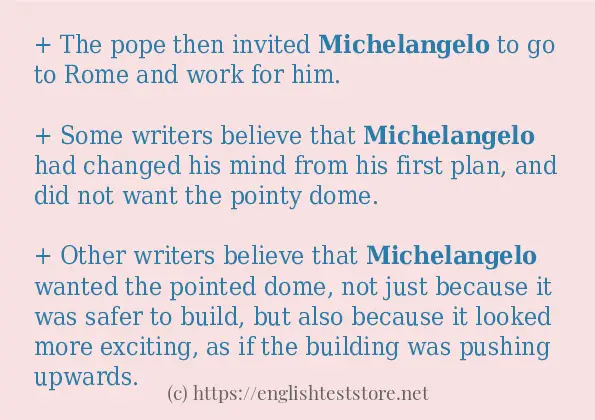 michelangelo some example sentences