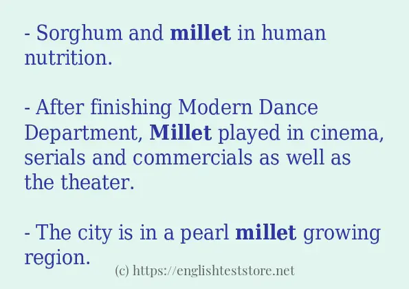 millet example in sentences