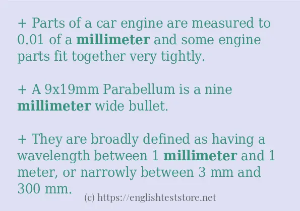 millimeter how to use in sentences