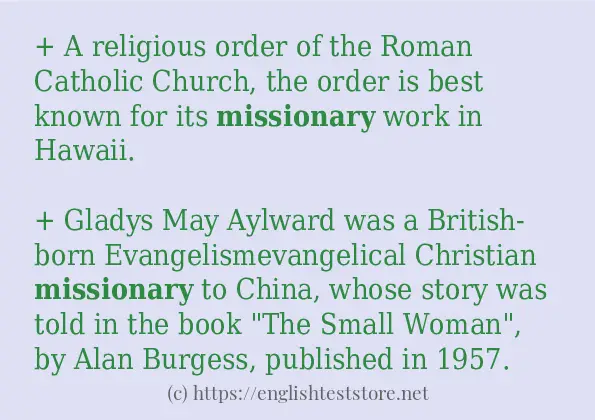 missionary example in sentences