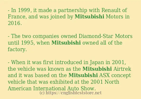mitsubishi use in-sentences