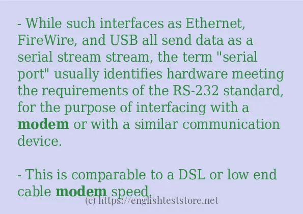 modem in sentences?