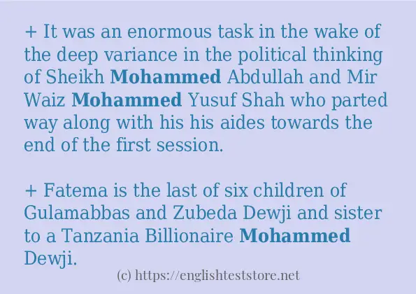 mohammed example in sentences
