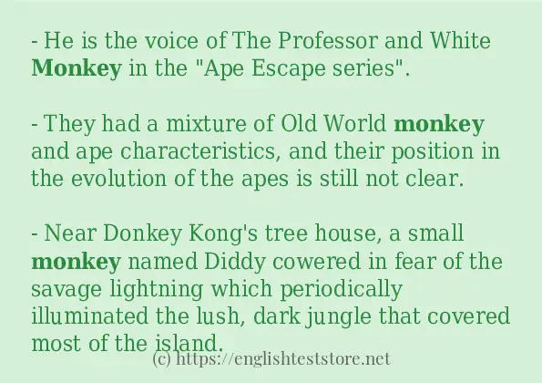 monkey some example sentences