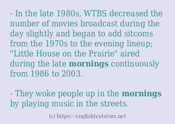 mornings - some sentence examples