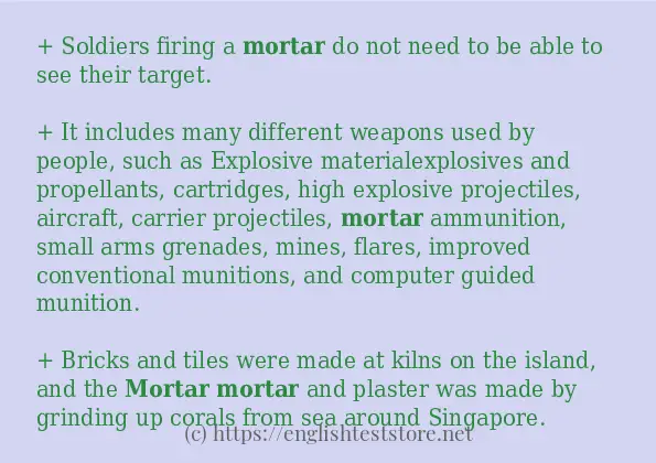 mortar - example sentences