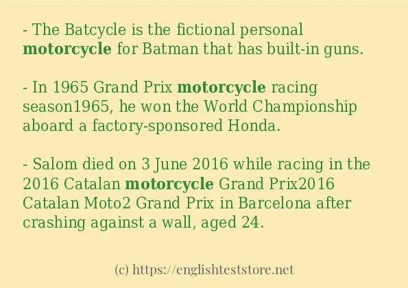 motorcycle - sentence examples