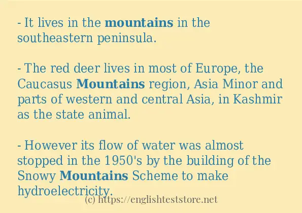 mountains use in-sentences