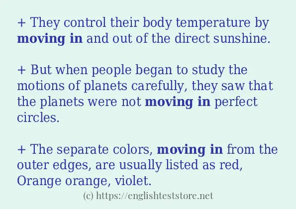 moving in - example sentences