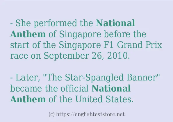 national anthem - example sentences