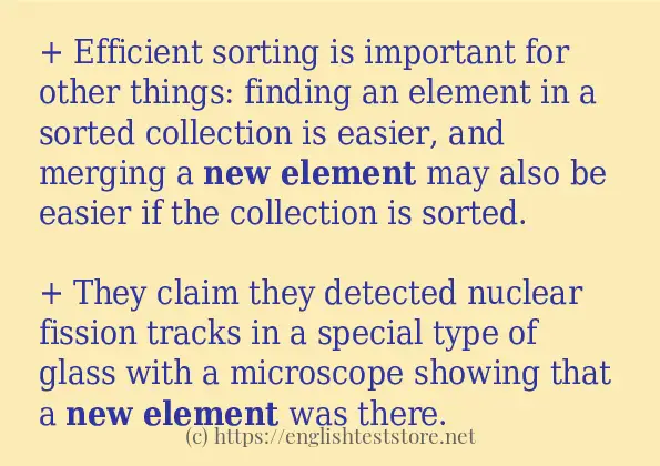 new element use in sentences