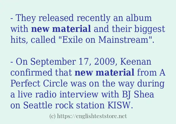 new material in-sentences new material in-sentences