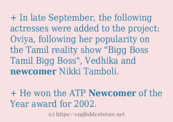 newcomer in sentences?
