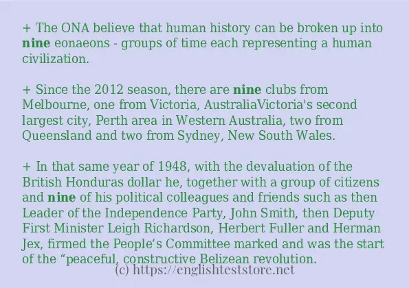 nine in sentences?