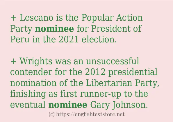 nominee some example sentences nominee some example sentences