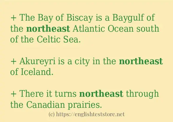 northeast - example sentences