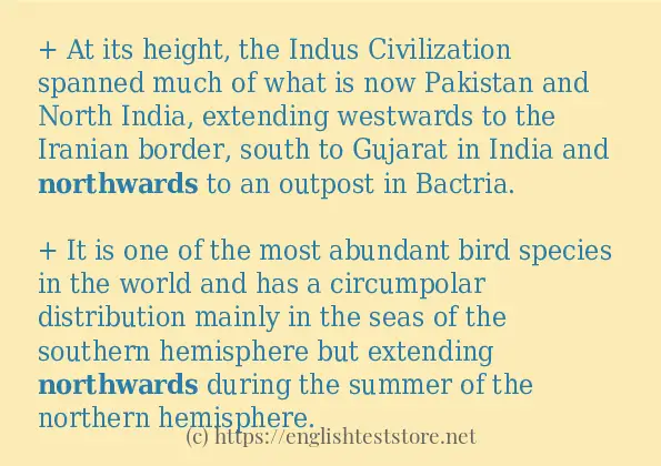 northwards - some sentence examples