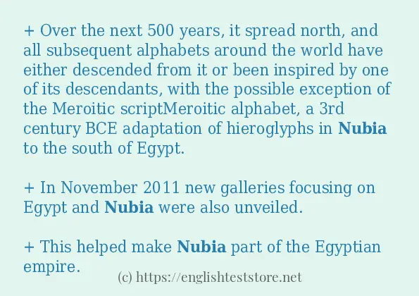 nubia - example sentences