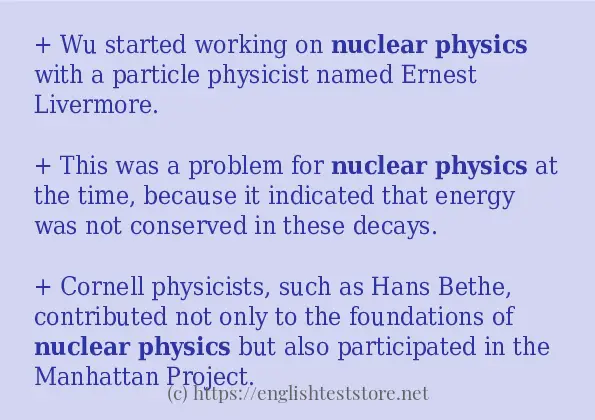 nuclear physics in sentences?